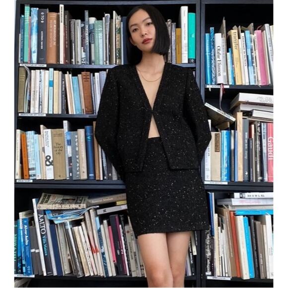 Aritzia Babaton Tretter Blazer Black Tweed Size 8 Gently Used Officewear - Picture 1 of 8